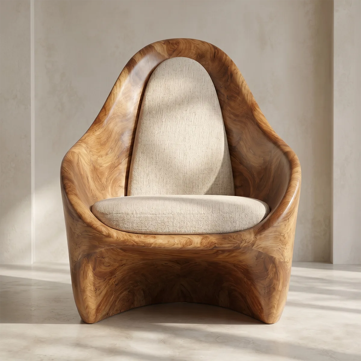Organic Solid Wood Lounge Chair | Sculptural High Back Wooden Accent Chair TT006-6161