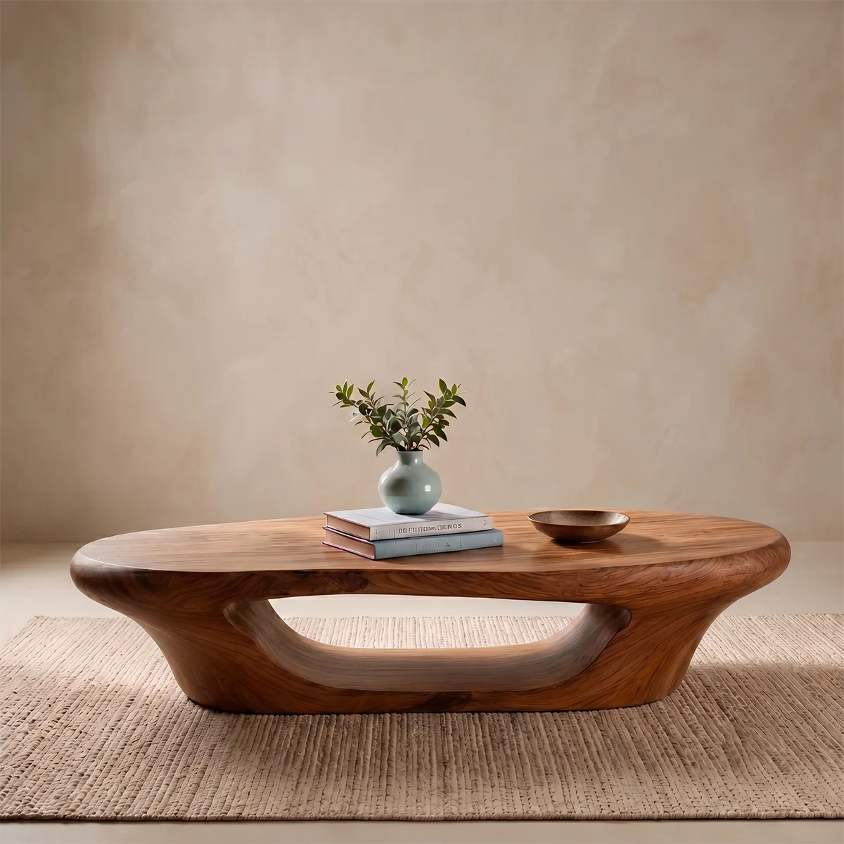 Japandi Oval Coffee Table – Handmade Natural Wood Furniture