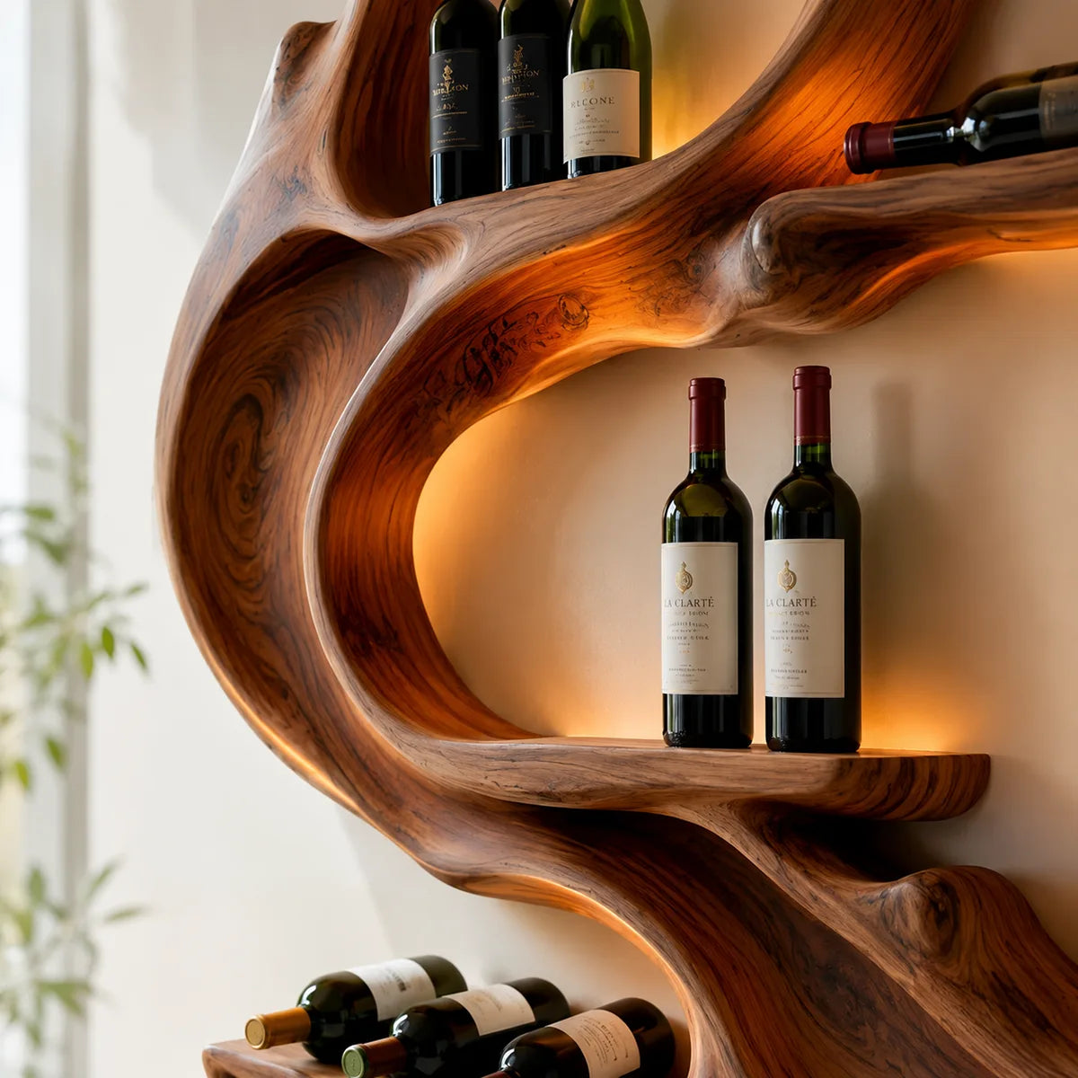 Rootwave Live Edge Solid Wood Wall Wine Holder for Home Bars TT006-5020