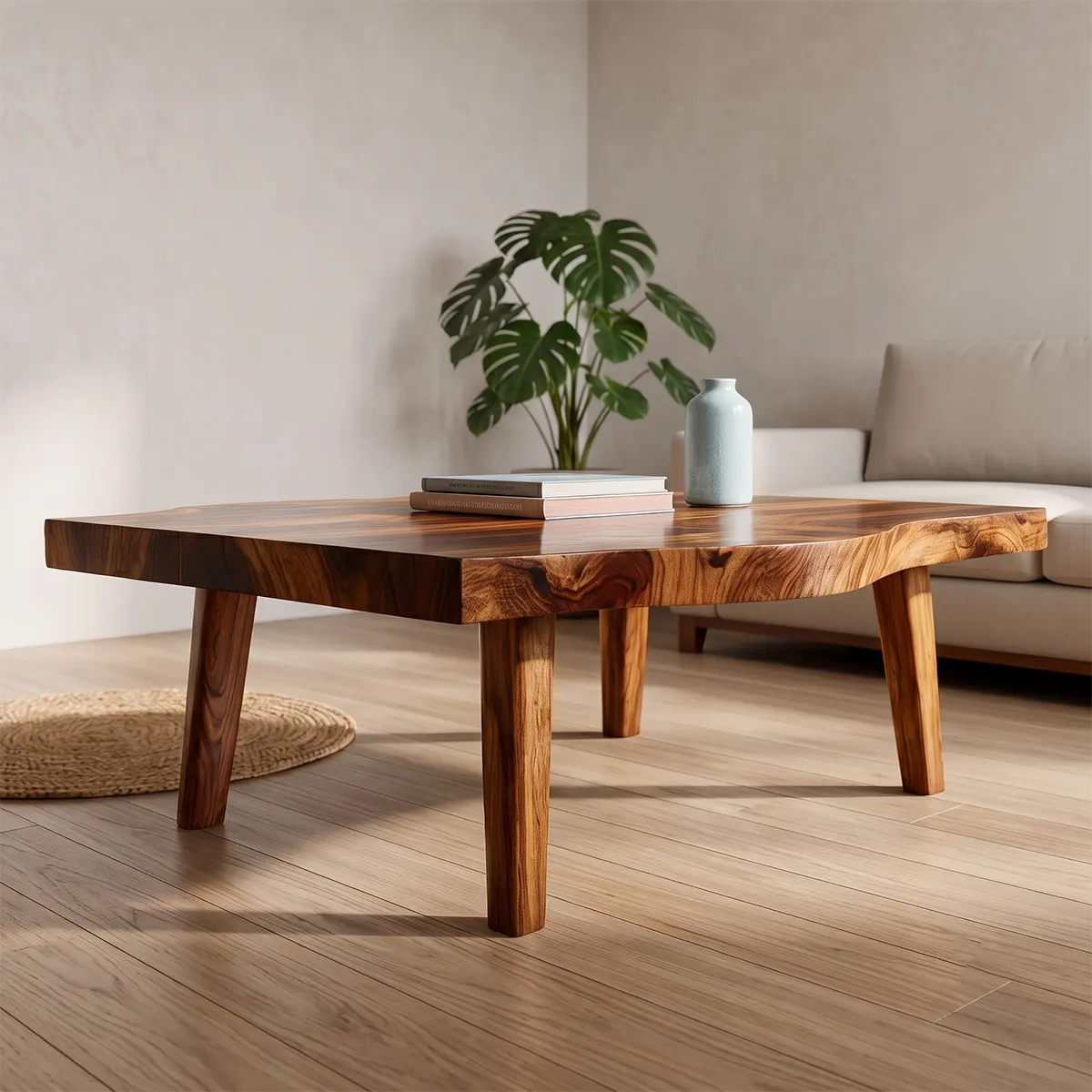Organic Freeform Coffee Table | Sculptural Solid Wood Living Room Center Table TT006-2605