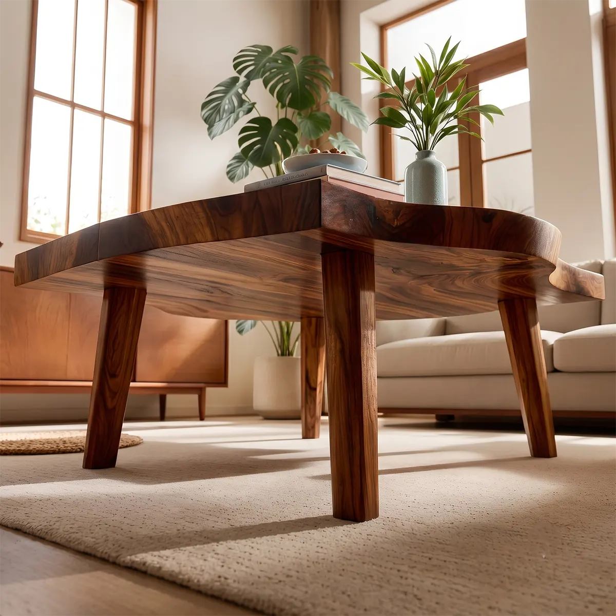 Organic Freeform Coffee Table | Sculptural Solid Wood Living Room Center Table TT006-2605