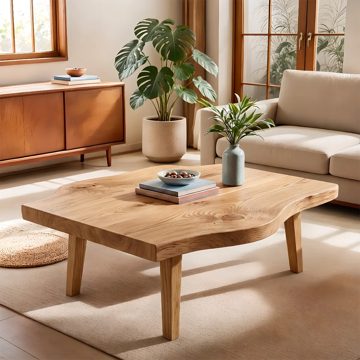 Organic Freeform Coffee Table | Sculptural Solid Wood Living Room Center Table TT006-2605