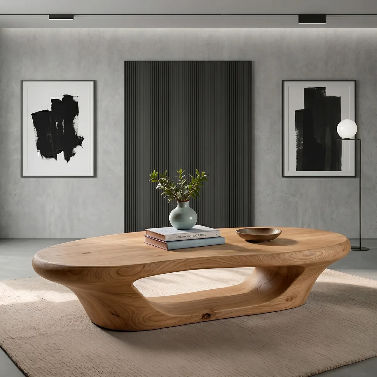 Japandi Oval Coffee Table – Handmade Natural Wood Furniture