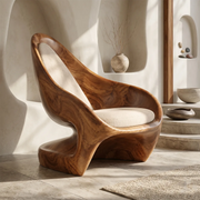 Organic Solid Wood Lounge Chair | Sculptural High Back Wooden Accent Chair TT006-6161