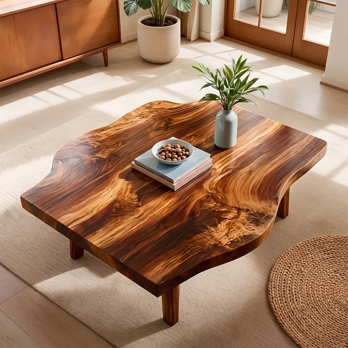 Organic Freeform Coffee Table | Sculptural Solid Wood Living Room Center Table TT006-2605
