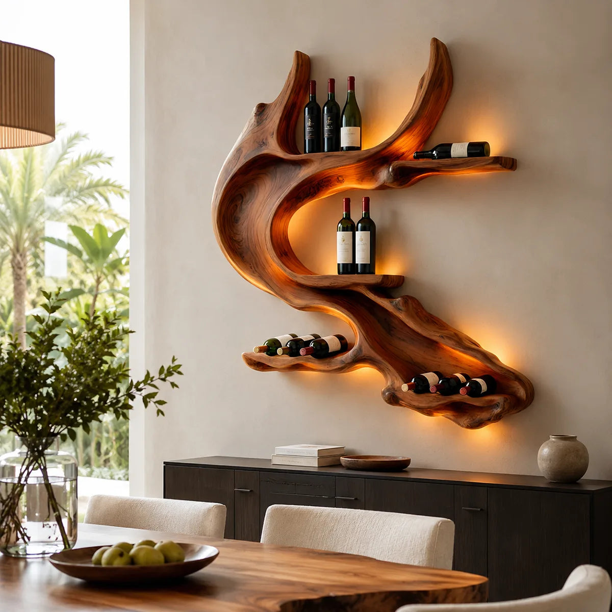 Rootwave Live Edge Solid Wood Wall Wine Holder for Home Bars TT006-5020