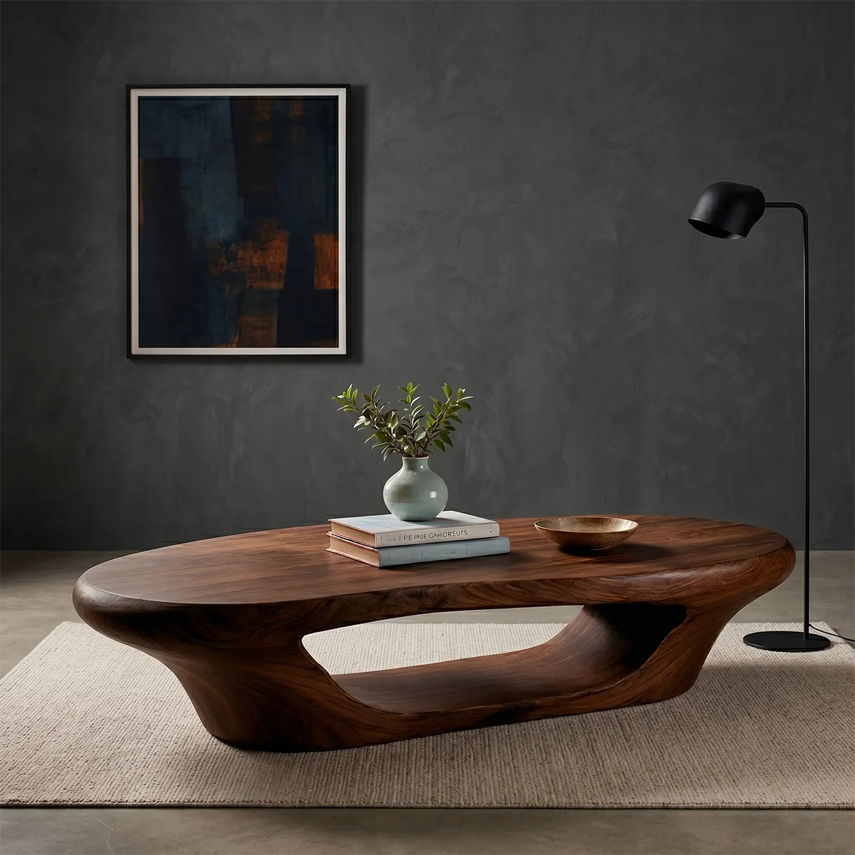 Japandi Oval Coffee Table – Handmade Natural Wood Furniture