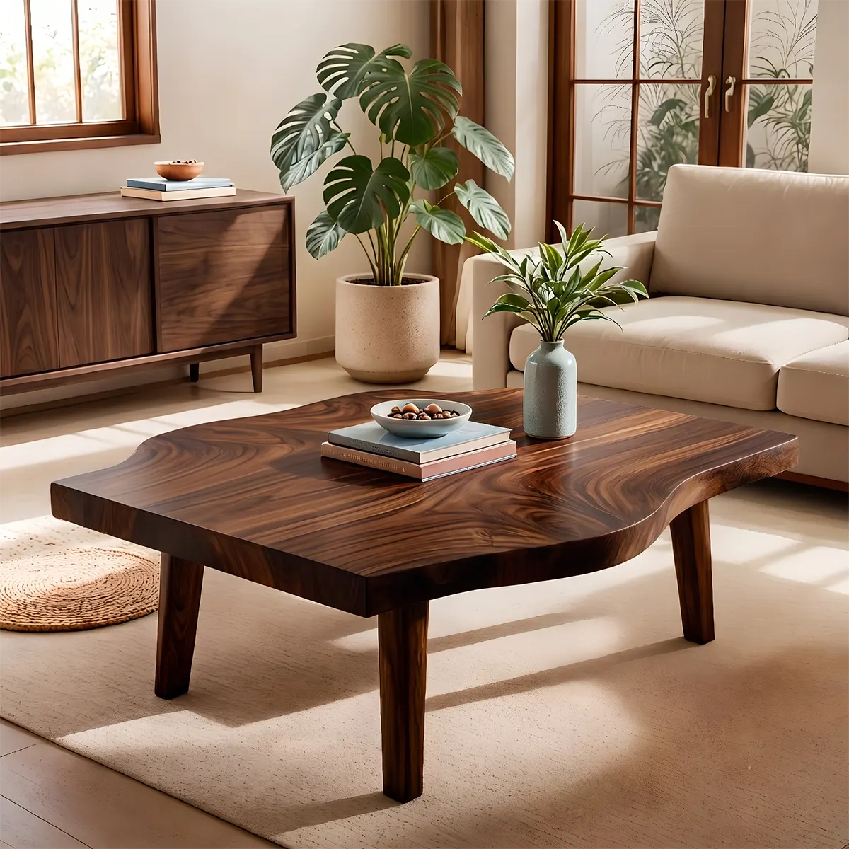 Organic Freeform Coffee Table | Sculptural Solid Wood Living Room Center Table TT006-2605