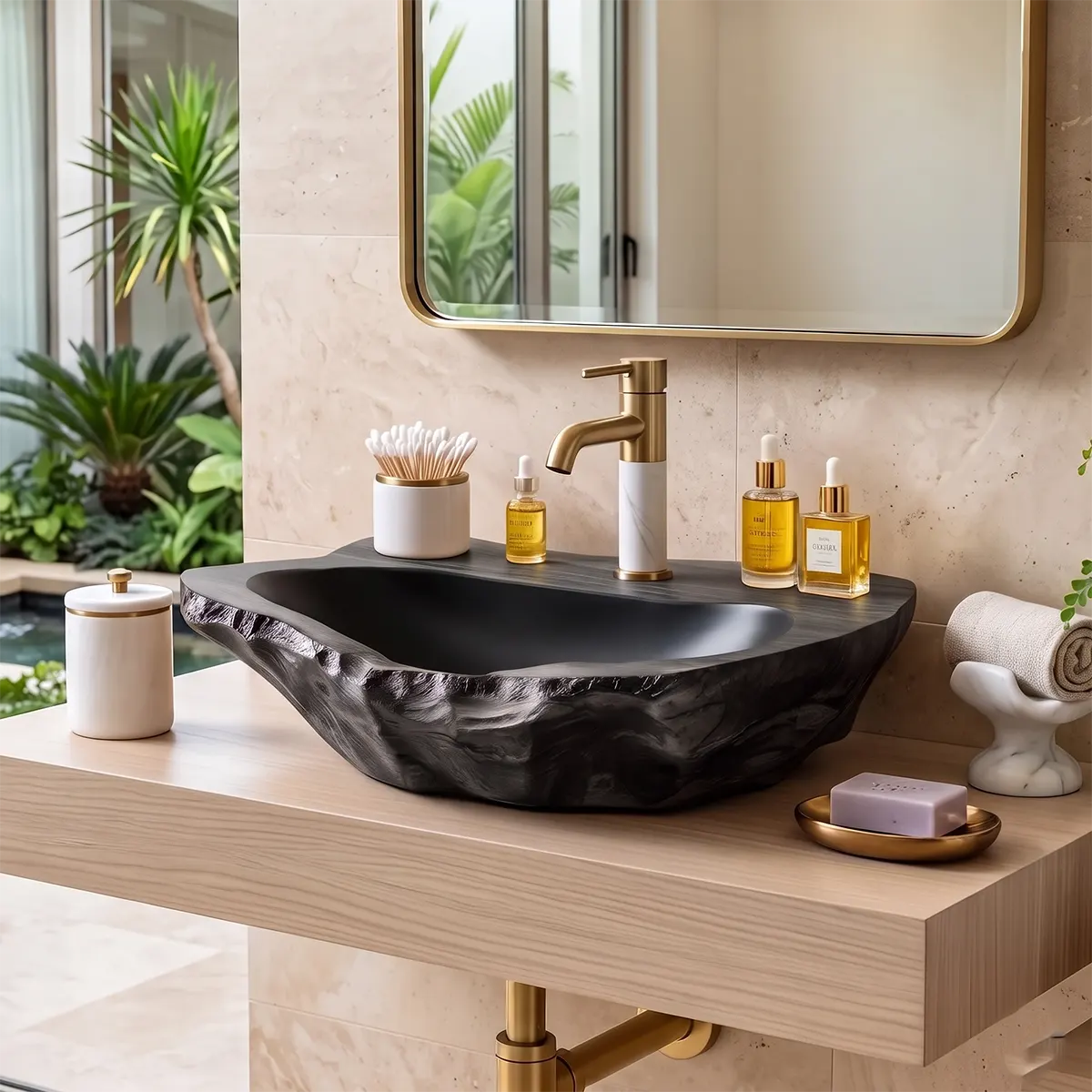 Organic Freeform Vessel Sink | Low Profile Sculptural Countertop Bathroom Basin TT006-8ICO8JB