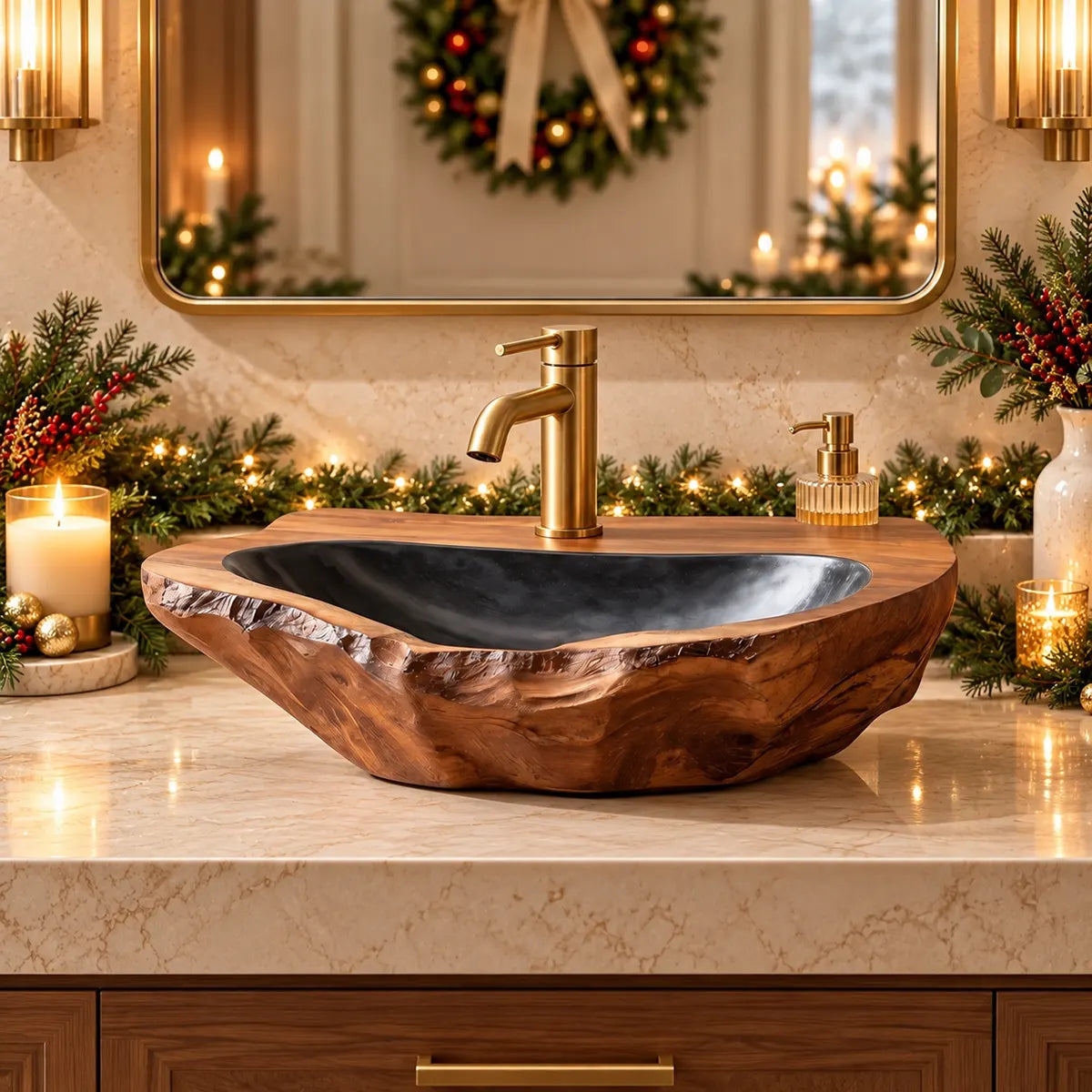 Organic Freeform Vessel Sink | Low Profile Sculptural Countertop Bathroom Basin TT006-8ICO8JB