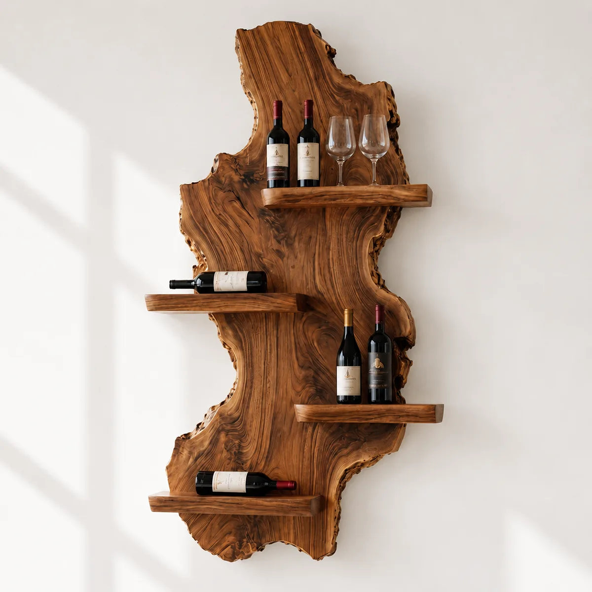 Timber Cascade Live Edge Solid Wood Wall Wine Rack for Home Bars & Wine Lovers TT006-2338