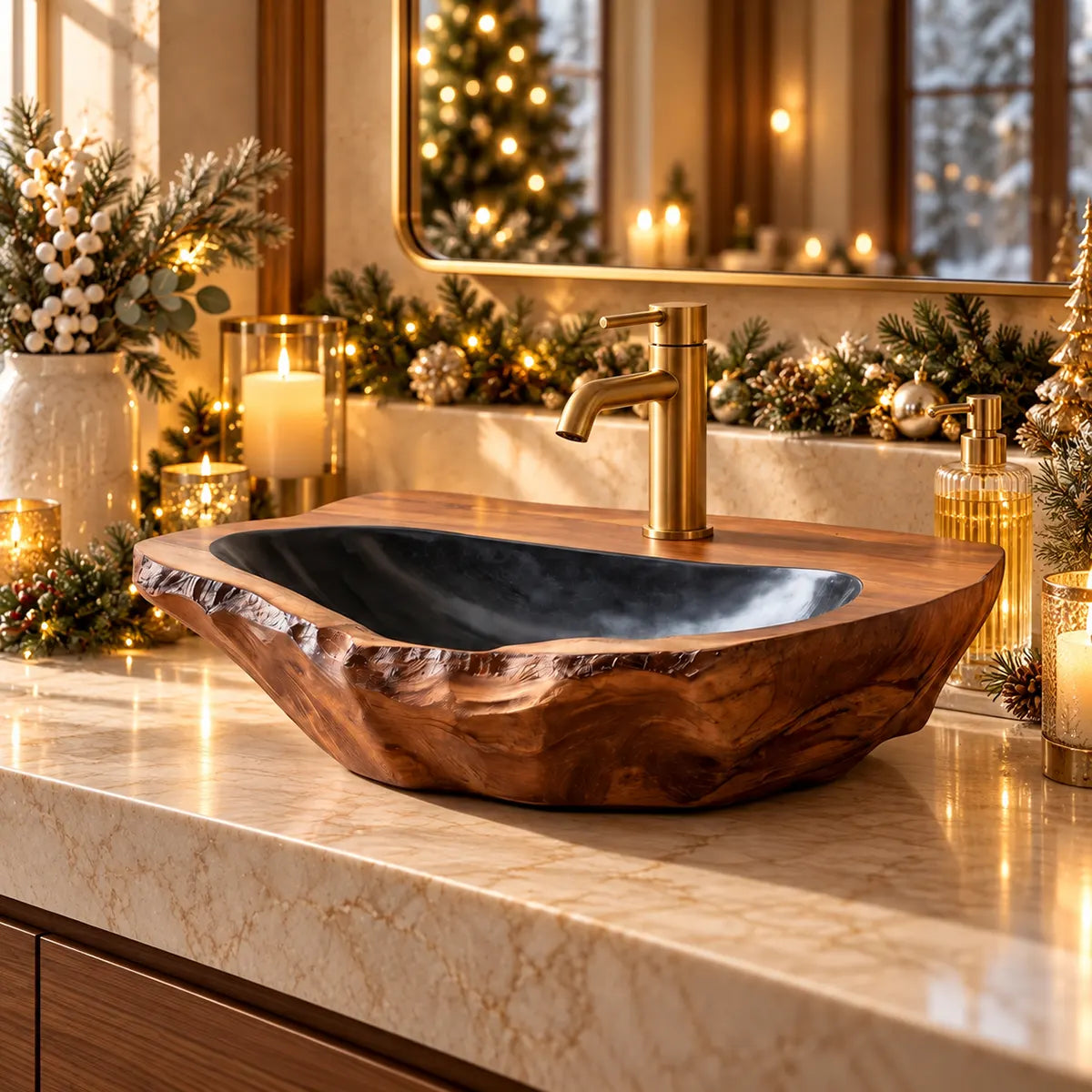 Organic Freeform Vessel Sink | Low Profile Sculptural Countertop Bathroom Basin TT006-8ICO8JB