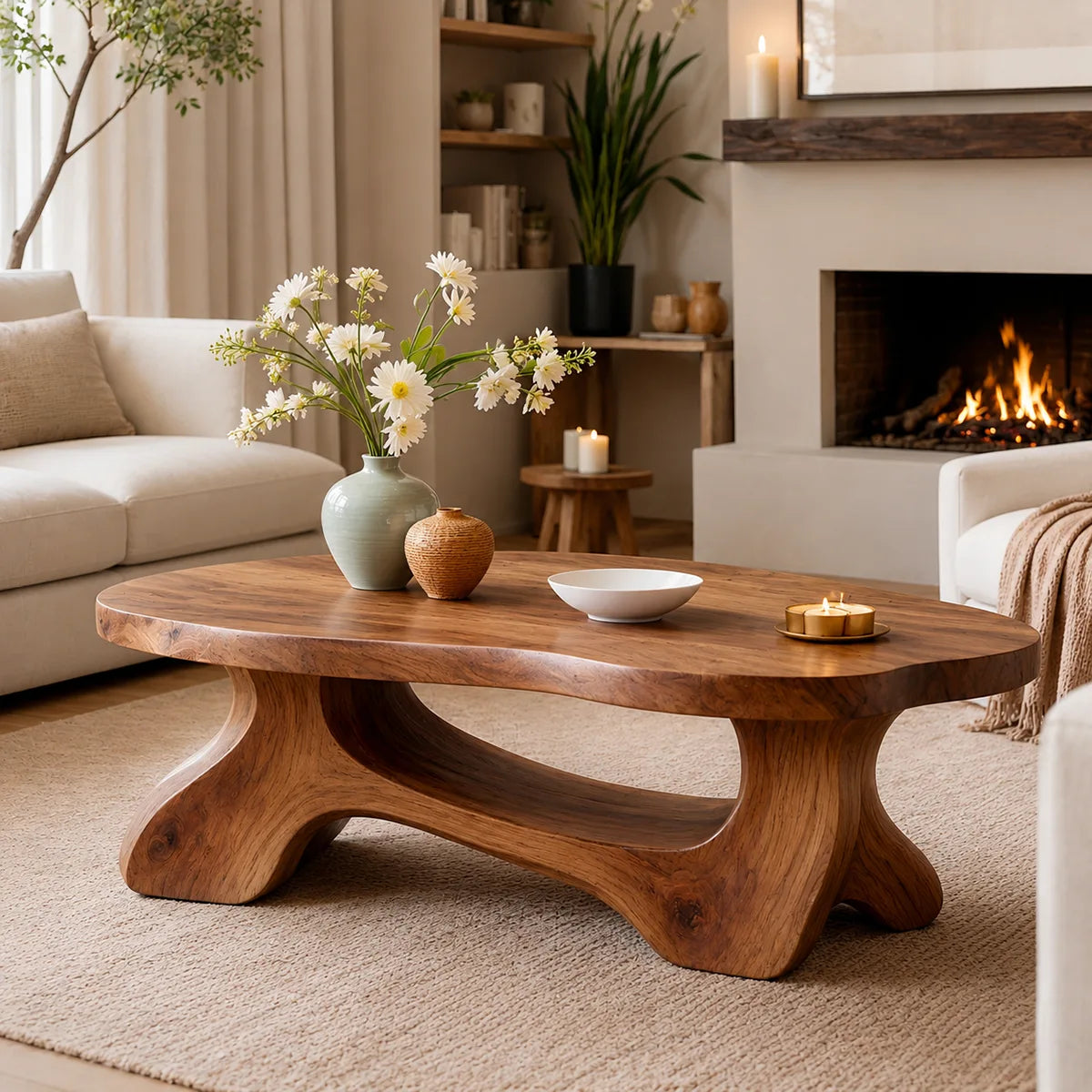 Natural Wood Coffee Table – Handmade Modern Organic Furniture