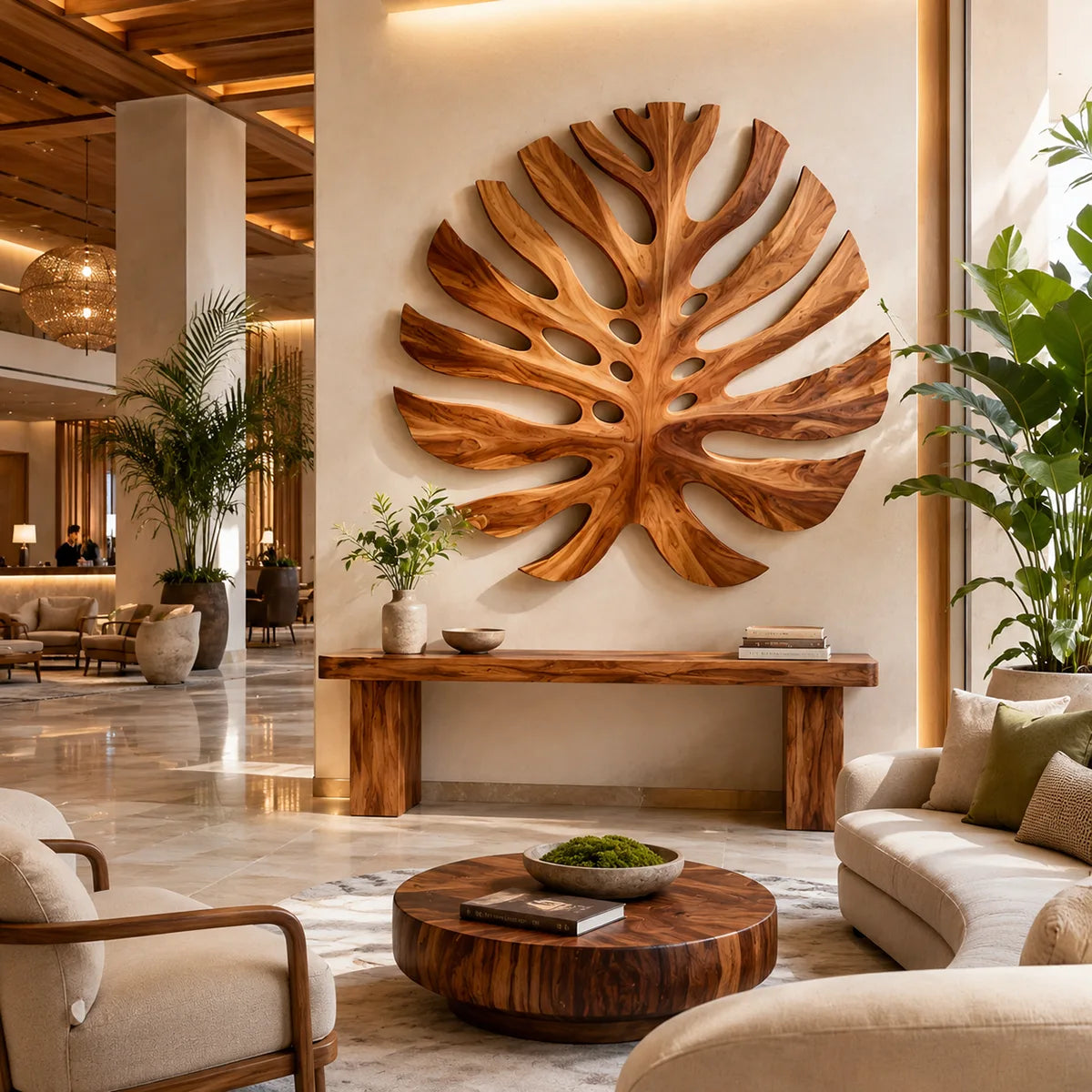 Large Monstera Leaf Wood Wall Art | Botanical Wooden Wall Decor for Bedroom, Living Room & Modern Home TT006-3388