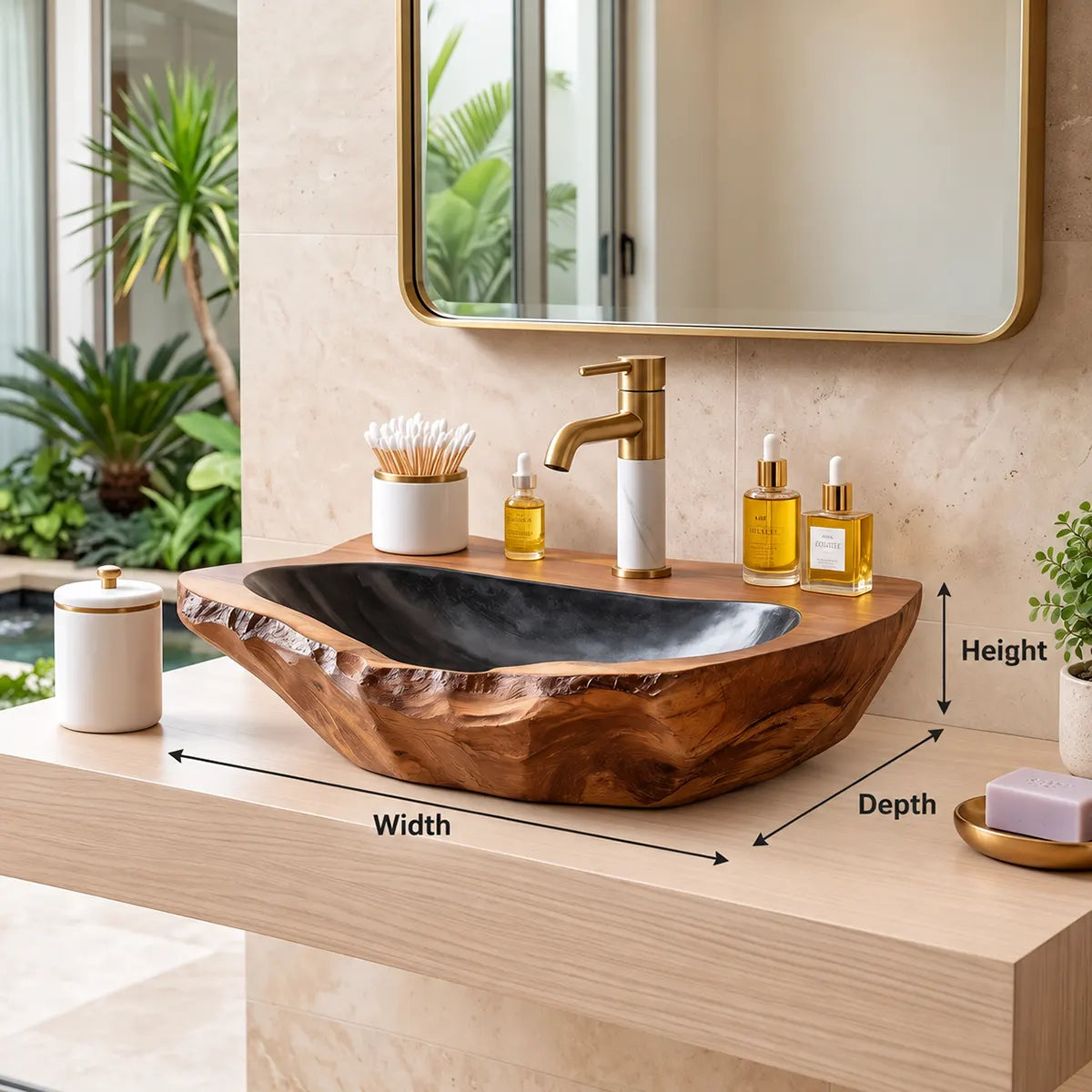 Organic Freeform Vessel Sink | Low Profile Sculptural Countertop Bathroom Basin TT006-8ICO8JB
