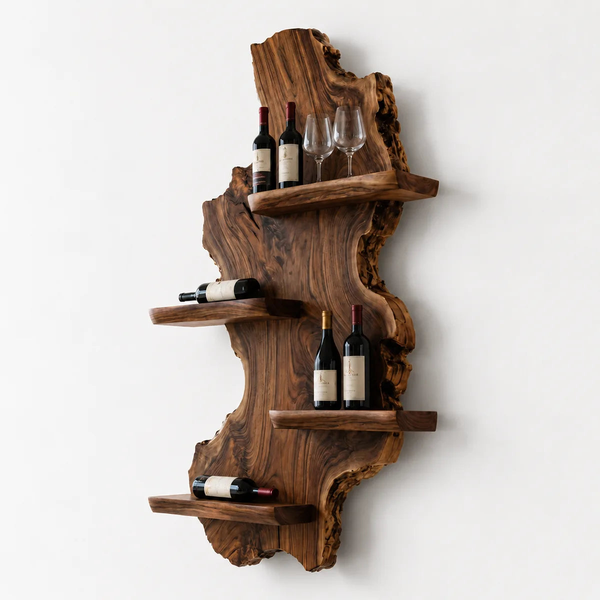 Timber Cascade Live Edge Solid Wood Wall Wine Rack for Home Bars & Wine Lovers TT006-2338
