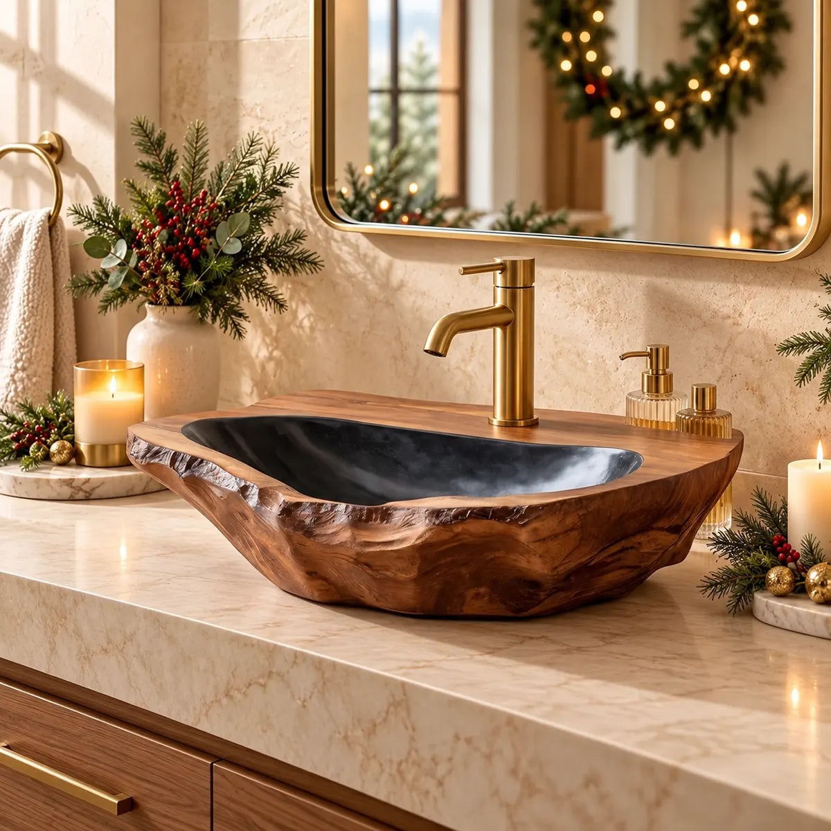 Organic Freeform Vessel Sink | Low Profile Sculptural Countertop Bathroom Basin TT006-8ICO8JB