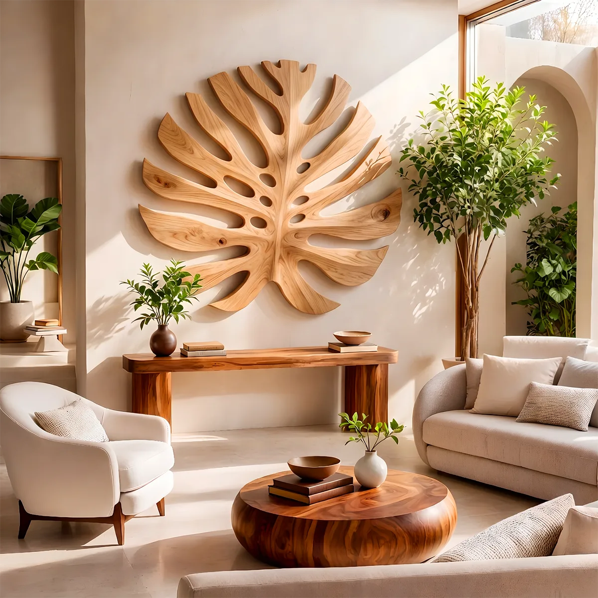 Large Monstera Leaf Wood Wall Art | Botanical Wooden Wall Decor for Bedroom, Living Room & Modern Home TT006-3388