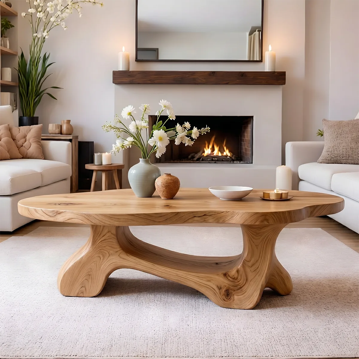Natural Wood Coffee Table – Handmade Modern Organic Furniture