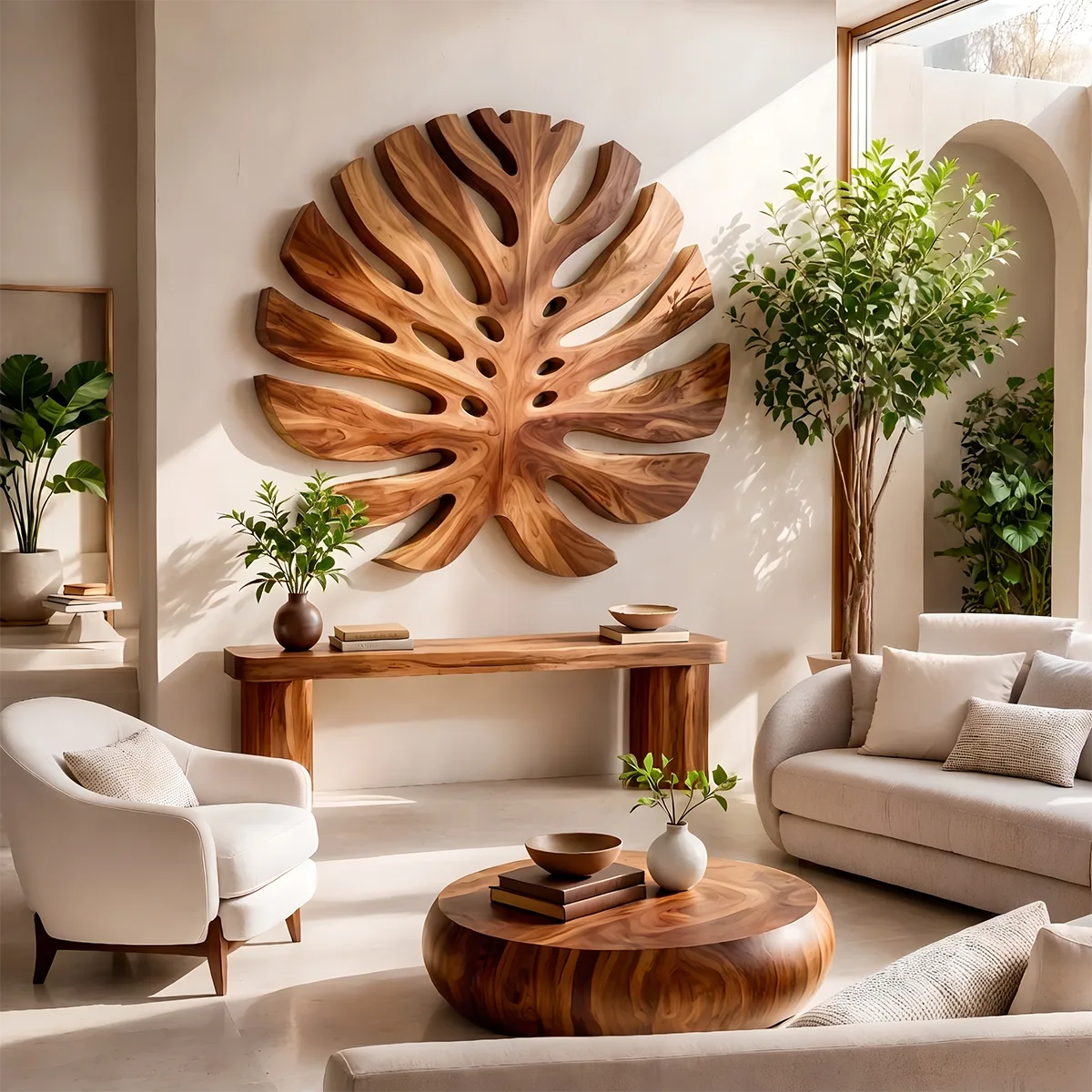 Large Monstera Leaf Wood Wall Art | Botanical Wooden Wall Decor for Bedroom, Living Room & Modern Home TT006-3388