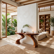 Modern Sculptural Console Table | Solid Wood Organic Entryway Hallway Accent Table TT006-3072
