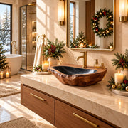 Organic Freeform Vessel Sink | Low Profile Sculptural Countertop Bathroom Basin TT006-8ICO8JB