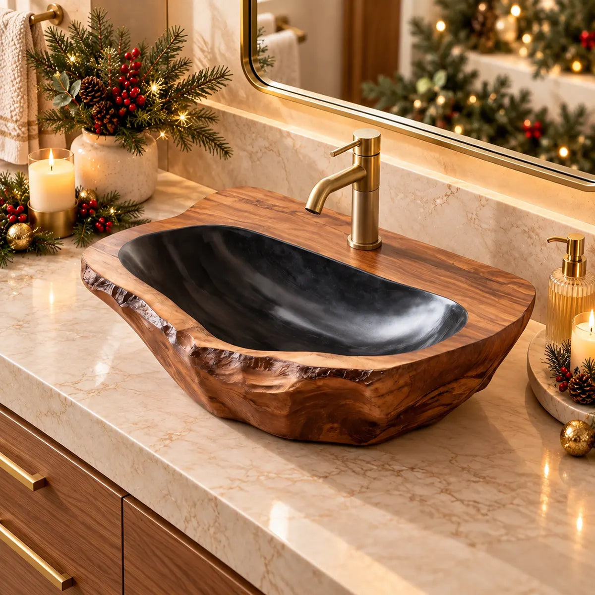 Organic Freeform Vessel Sink | Low Profile Sculptural Countertop Bathroom Basin TT006-8ICO8JB