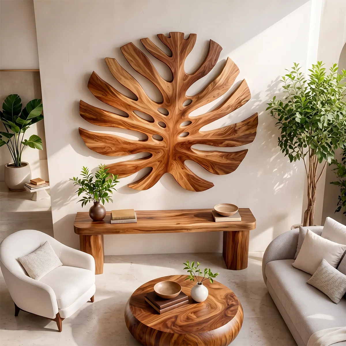 Large Monstera Leaf Wood Wall Art | Botanical Wooden Wall Decor for Bedroom, Living Room & Modern Home TT006-3388