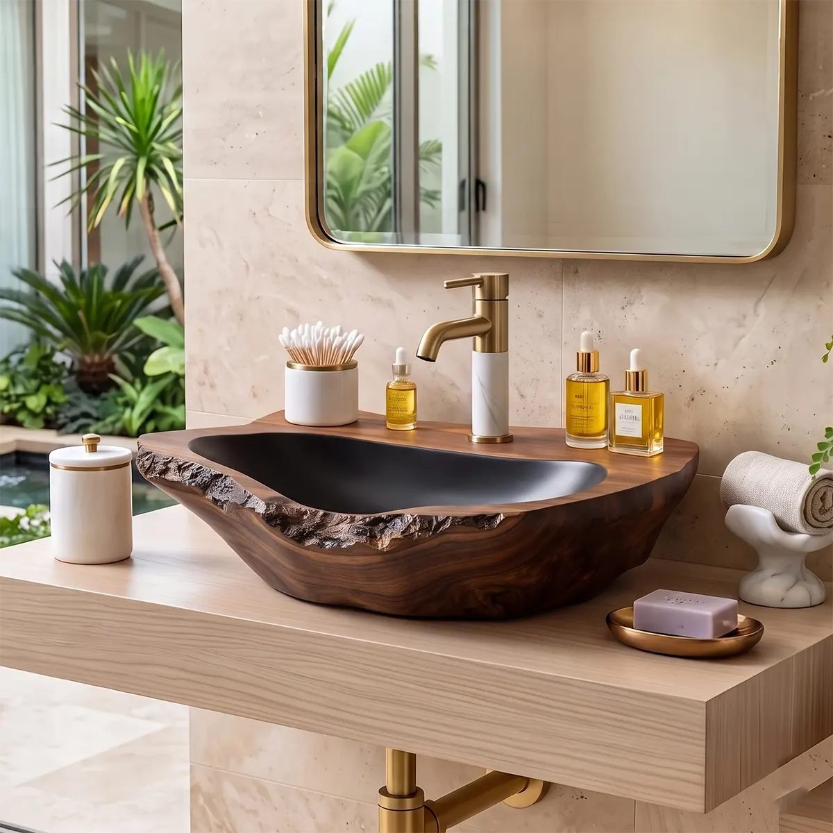 Organic Freeform Vessel Sink | Low Profile Sculptural Countertop Bathroom Basin TT006-8ICO8JB