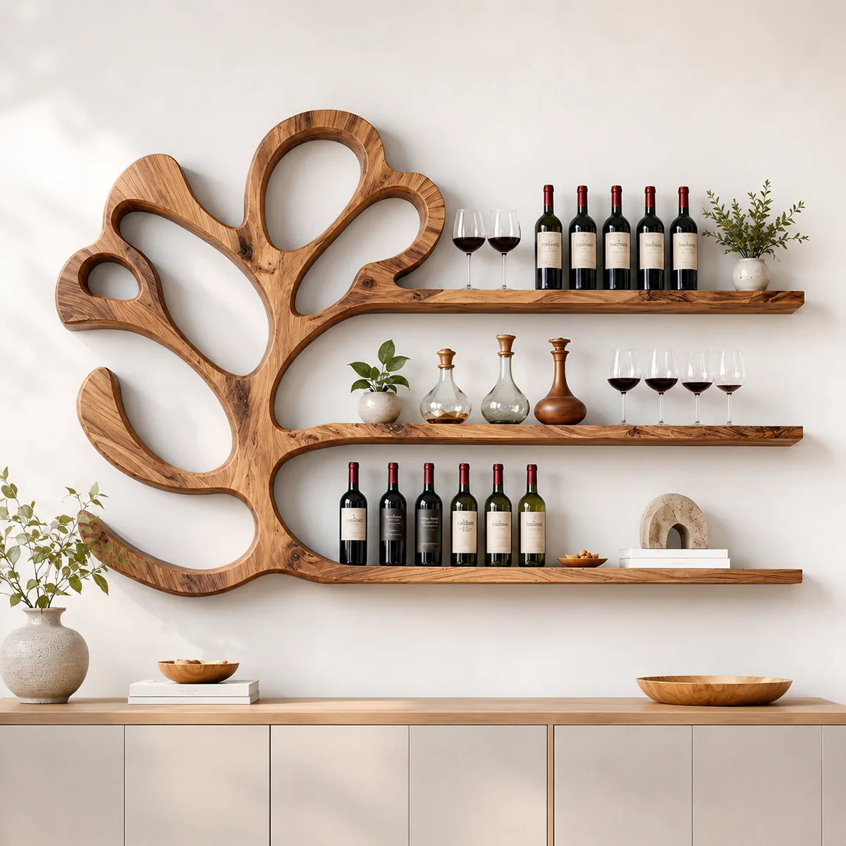 Arbor Halo Solid Wood Wall Wine Rack for Modern Dining Rooms TT006-9711