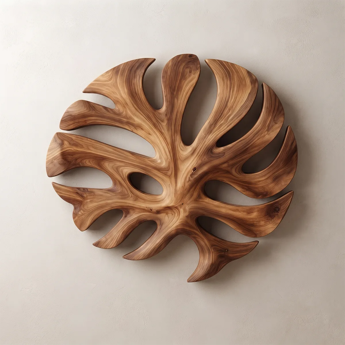 Round Monstera Leaf Wood Wall Art | Tropical Botanical Wooden Wall Decor for Living Room, Bedroom & Entryway TT006-2435