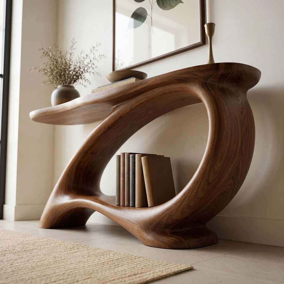 Sculptural Solid Wood Console Table | Modern Organic Furniture