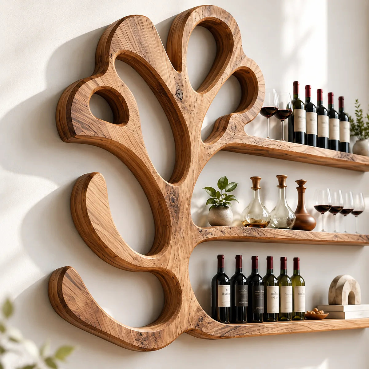 Arbor Halo Solid Wood Wall Wine Rack for Modern Dining Rooms TT006-9711