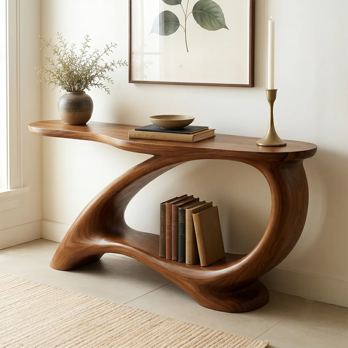 Sculptural Solid Wood Console Table | Modern Organic Furniture