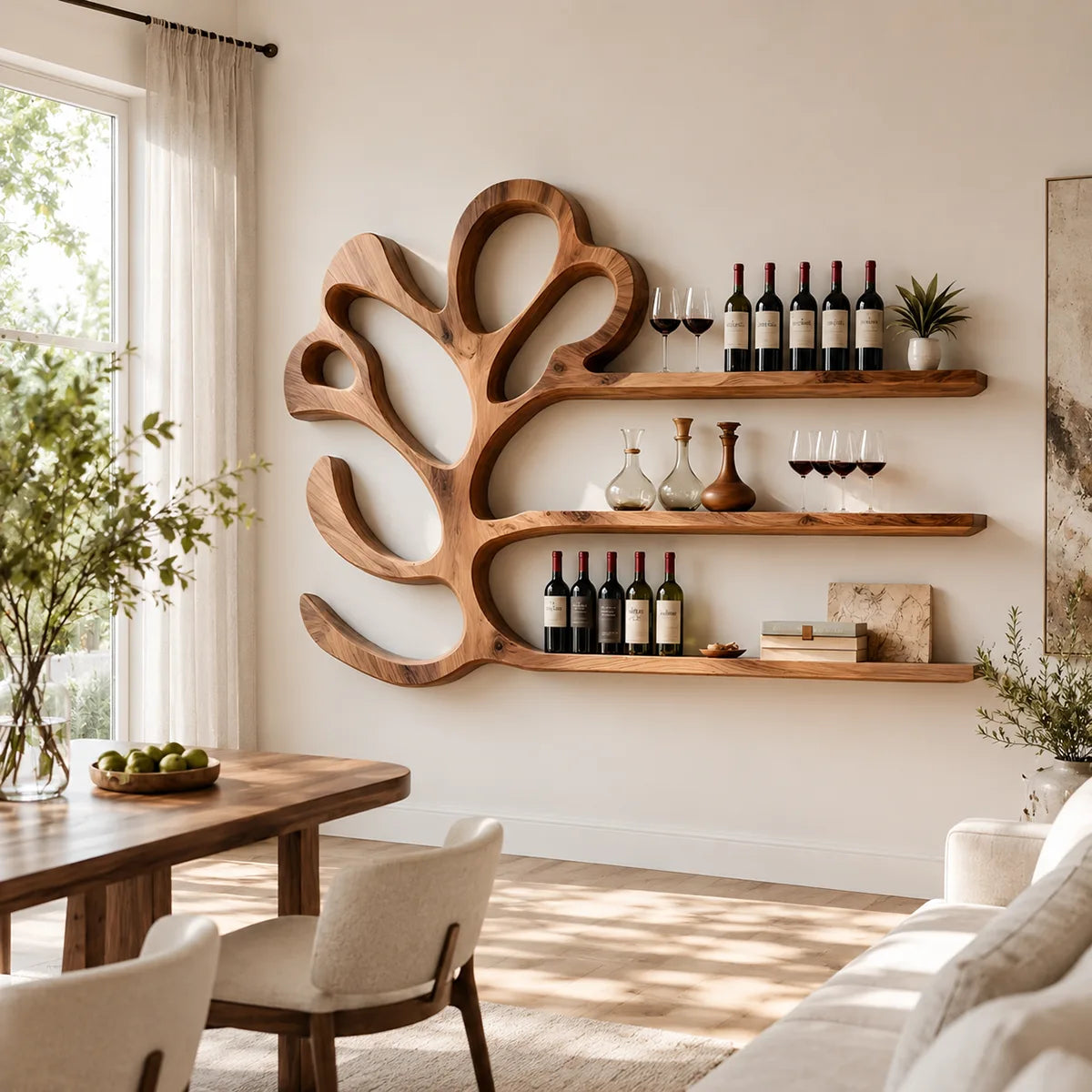 Arbor Halo Solid Wood Wall Wine Rack for Modern Dining Rooms TT006-9711