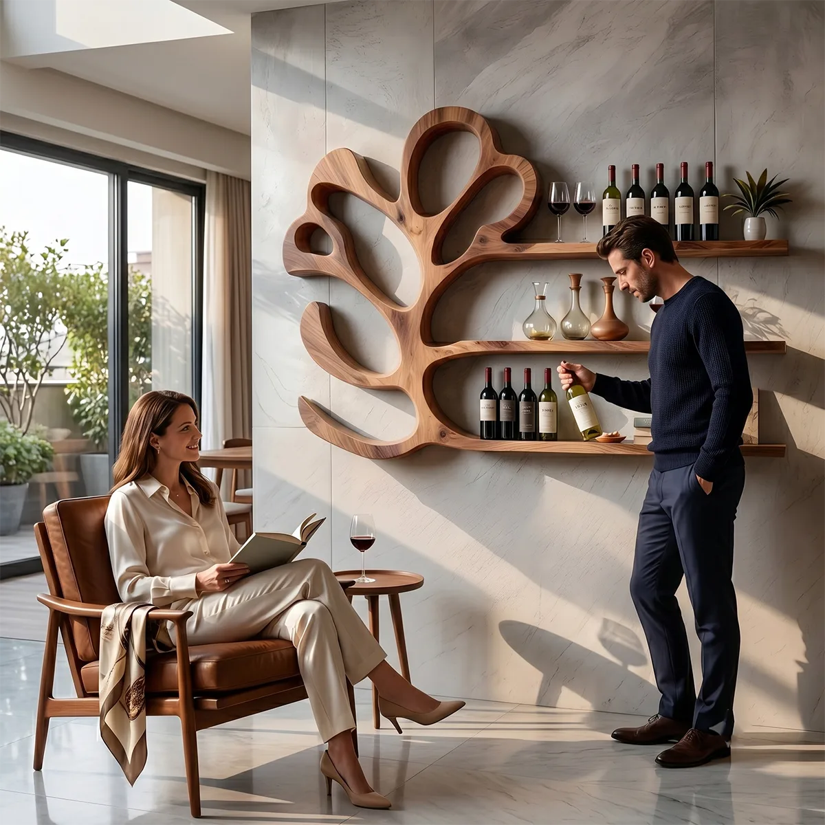 Arbor Halo Solid Wood Wall Wine Rack for Modern Dining Rooms TT006-9711