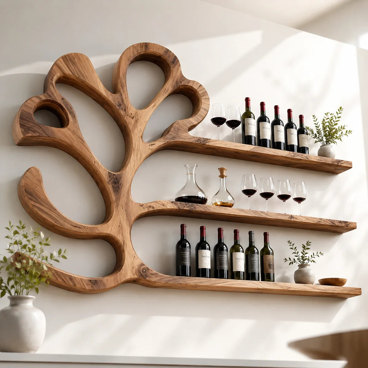 Arbor Halo Solid Wood Wall Wine Rack for Modern Dining Rooms TT006-9711