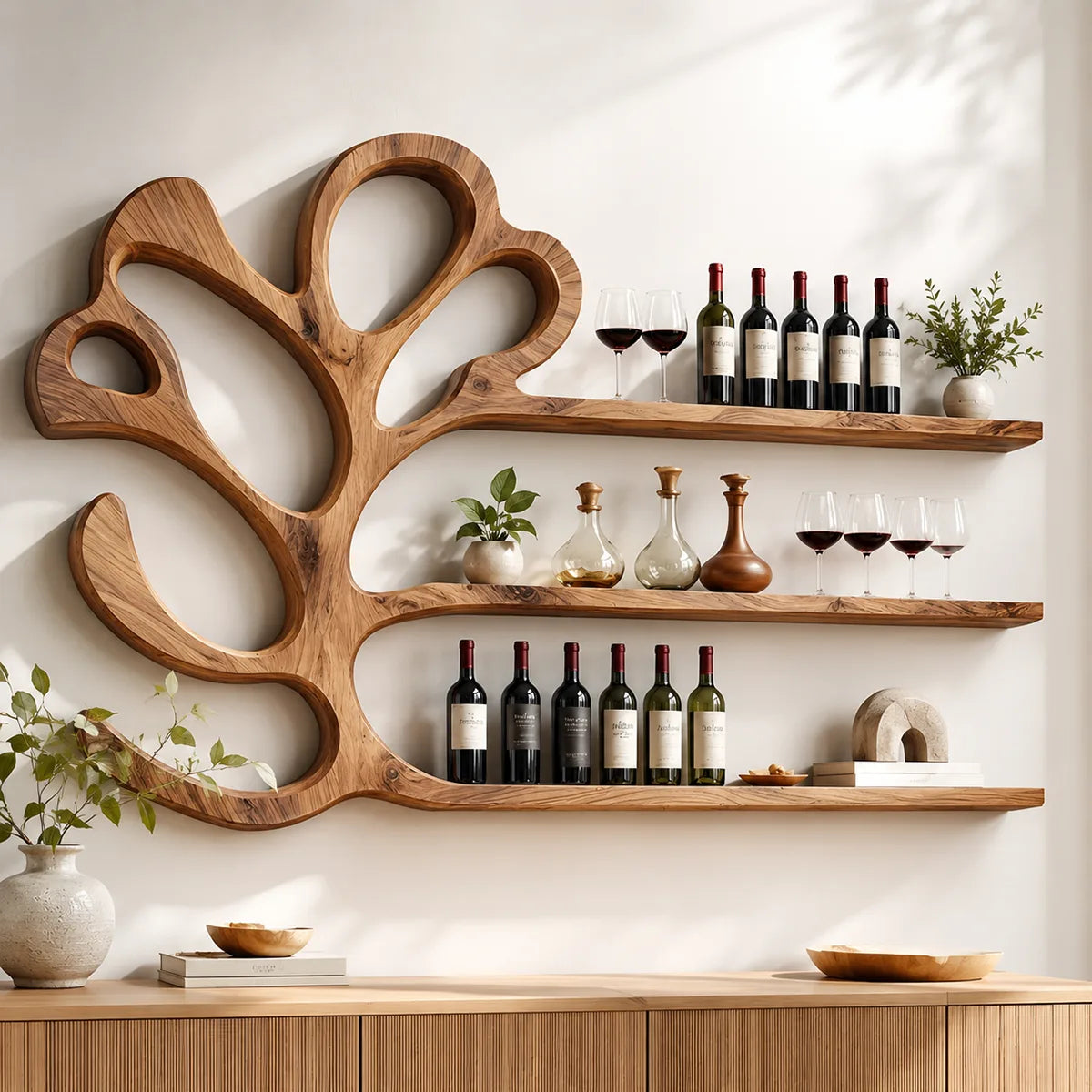 Arbor Halo Solid Wood Wall Wine Rack for Modern Dining Rooms TT006-9711