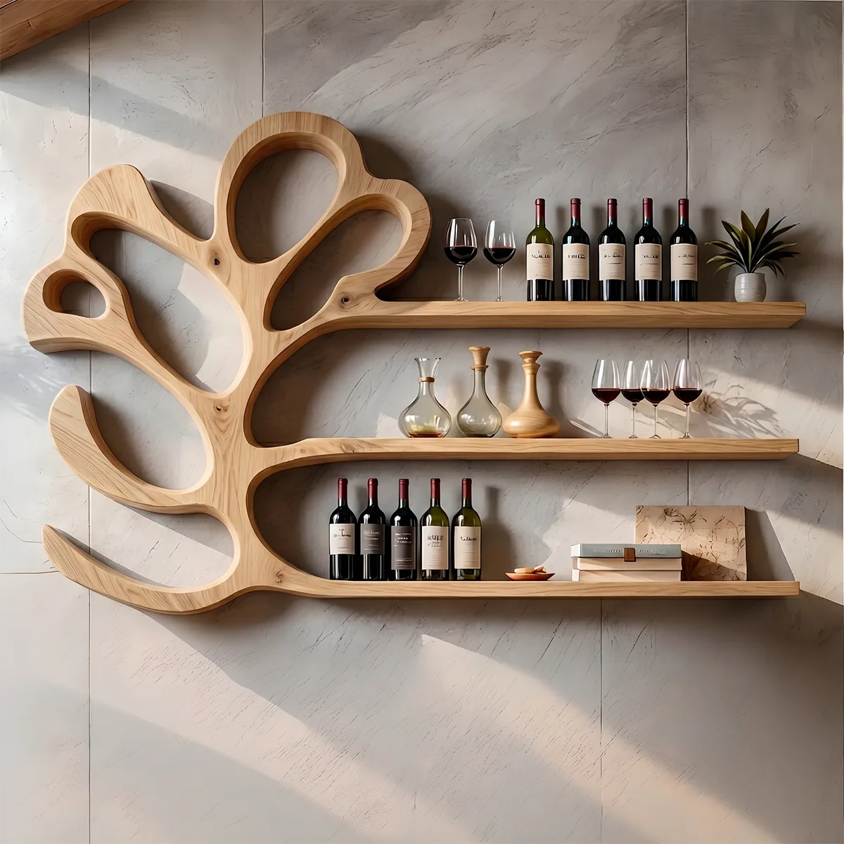 Arbor Halo Solid Wood Wall Wine Rack for Modern Dining Rooms TT006-9711