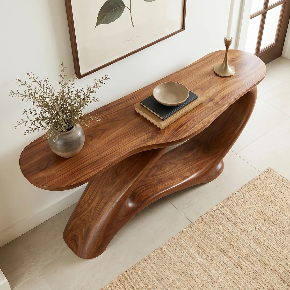 Sculptural Solid Wood Console Table | Modern Organic Furniture