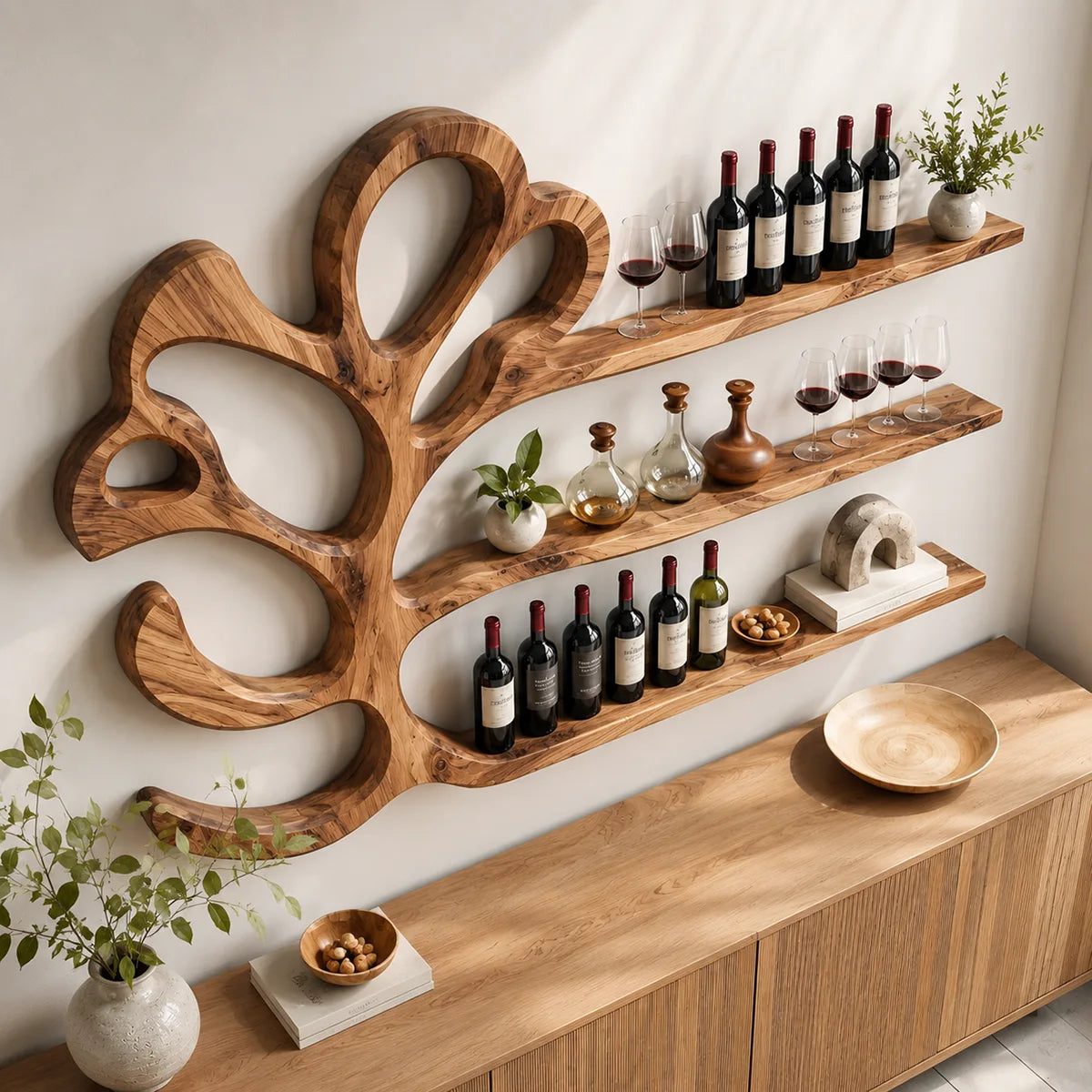 Arbor Halo Solid Wood Wall Wine Rack for Modern Dining Rooms TT006-9711