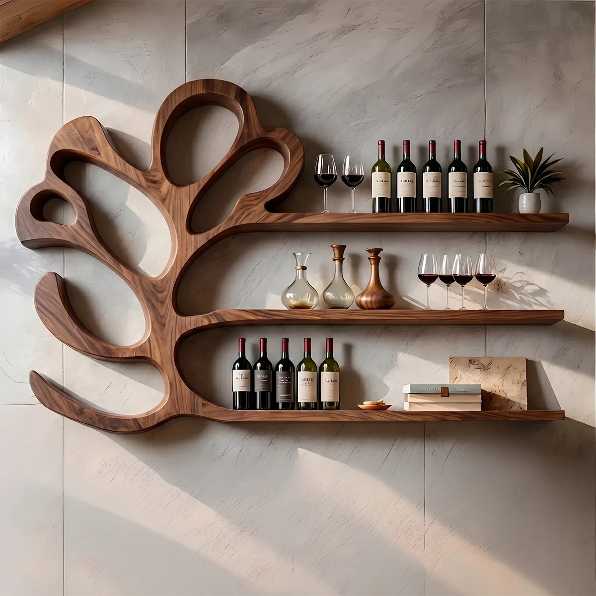 Arbor Halo Solid Wood Wall Wine Rack for Modern Dining Rooms TT006-9711
