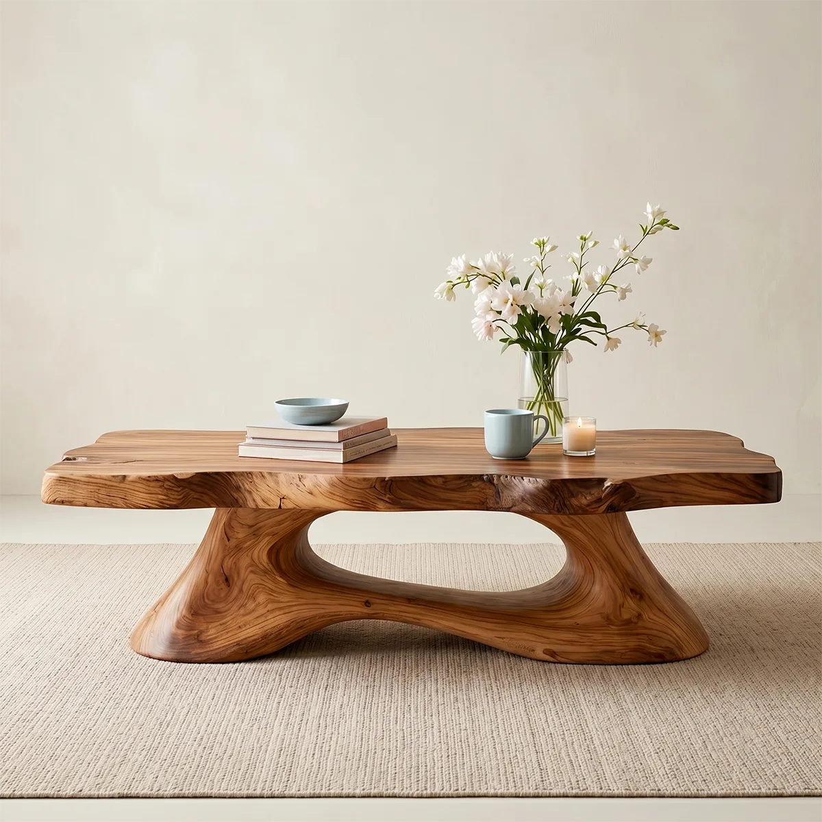 Live Edge Solid Wood Coffee Table – Handcrafted Organic Modern Center Table