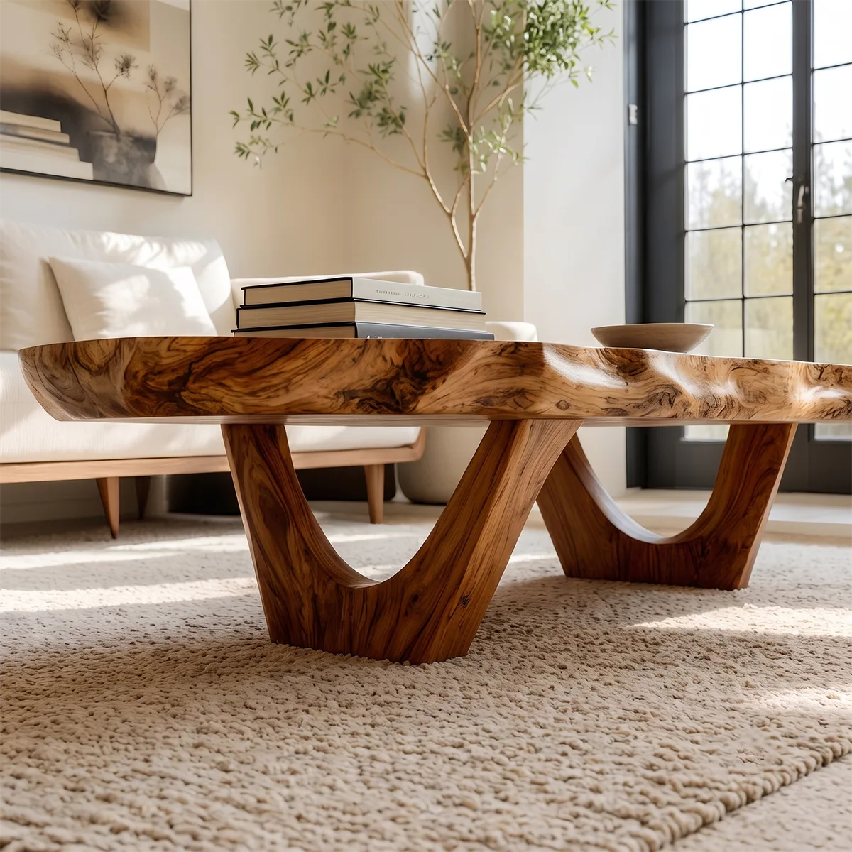 Organic Live Edge Coffee Table | Solid Wood Sculptural Center Table TT006-7965
