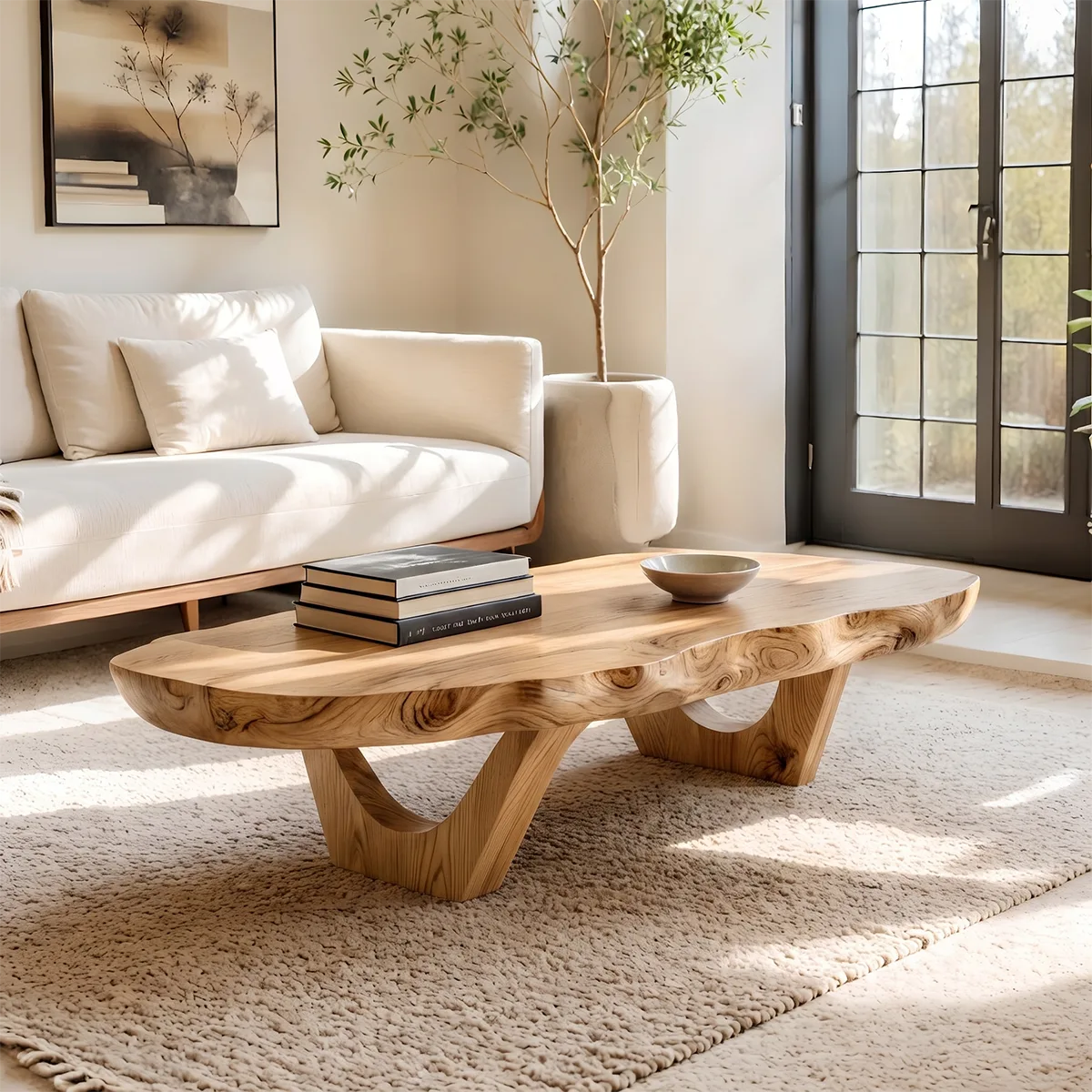Organic Live Edge Coffee Table | Solid Wood Sculptural Center Table TT006-7965
