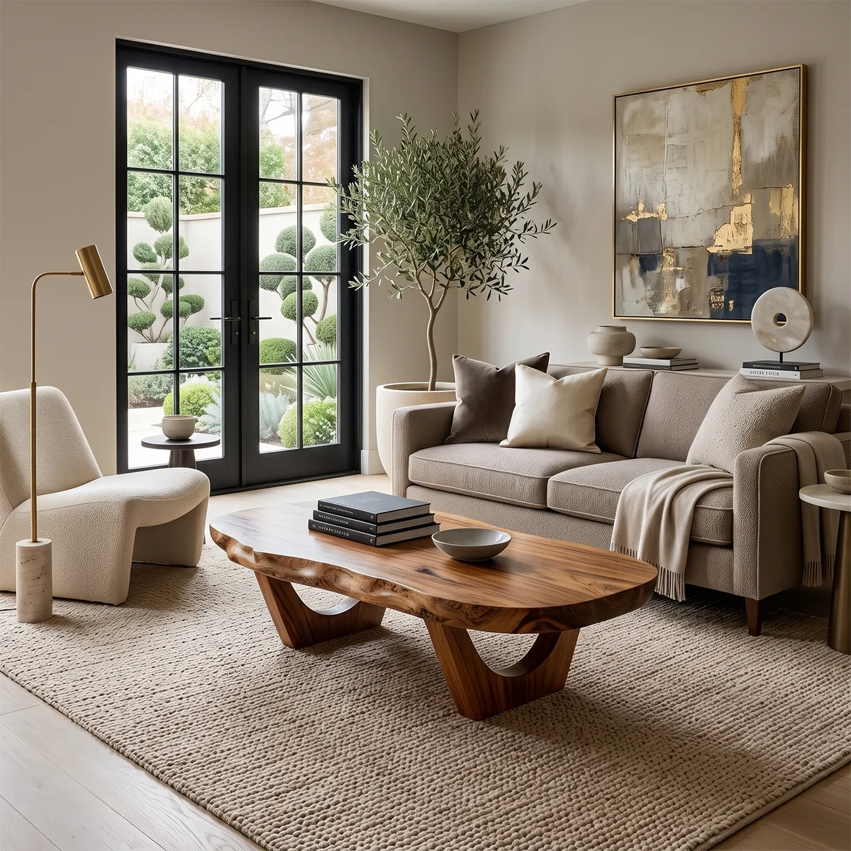 Organic Live Edge Coffee Table | Solid Wood Sculptural Center Table TT006-7965