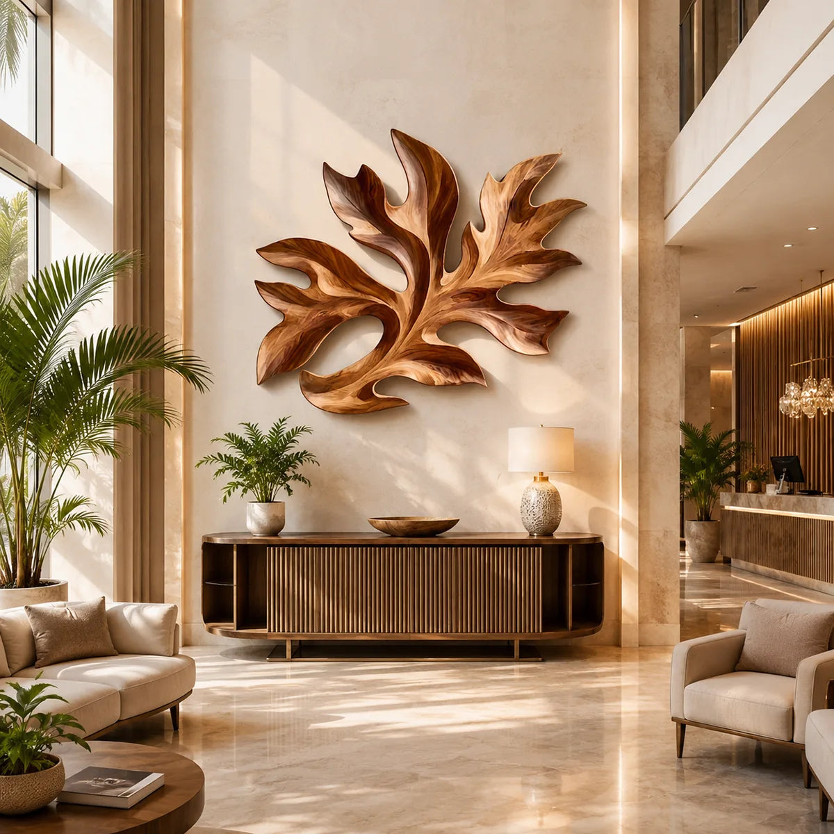 Abstract Tropical Leaf Wood Wall Art | Botanical Wooden Wall Decor for Bedroom, Living Room & Modern Home TT006-5147