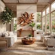 Abstract Tropical Leaf Wood Wall Art | Botanical Wooden Wall Decor for Bedroom, Living Room & Modern Home TT006-5147