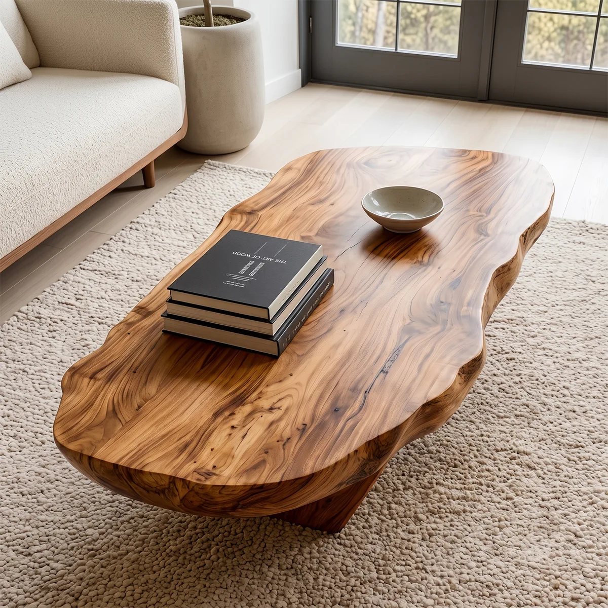 Organic Live Edge Coffee Table | Solid Wood Sculptural Center Table TT006-7965