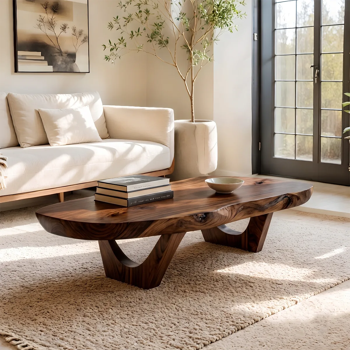 Organic Live Edge Coffee Table | Solid Wood Sculptural Center Table TT006-7965